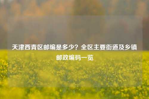 天津西青区邮编是多少？全区主要街道及乡镇邮政编码一览