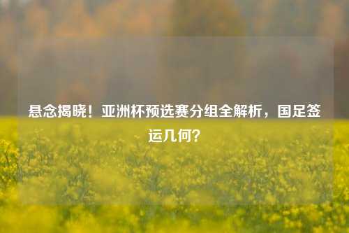 悬念揭晓！亚洲杯预选赛分组全解析，国足签运几何？