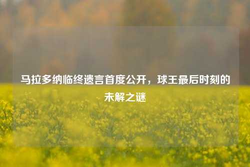 马拉多纳临终遗言首度公开，球王最后时刻的未解之谜