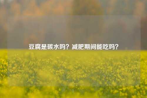 豆腐是碳水吗？减肥期间能吃吗？