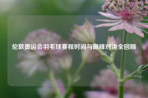 伦敦奥运会羽毛球赛程时间与巅峰对决全回顾