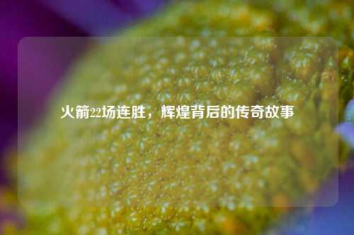 火箭22场连胜，辉煌背后的传奇故事