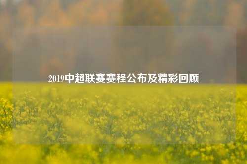 2019中超联赛赛程公布及精彩回顾