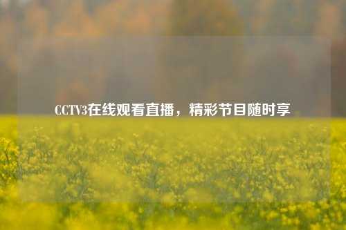CCTV3在线观看直播，精彩节目随时享