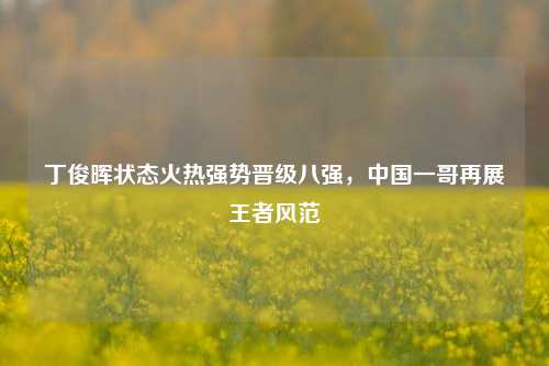 丁俊晖状态火热强势晋级八强，中国一哥再展王者风范