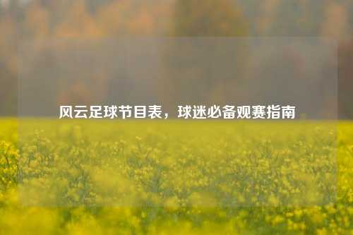 风云足球节目表，球迷必备观赛指南