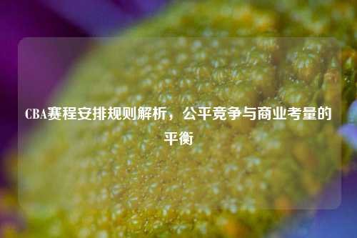CBA赛程安排规则解析，公平竞争与商业考量的平衡