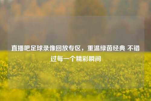 直播吧足球录像回放专区，重温绿茵经典 不错过每一个精彩瞬间