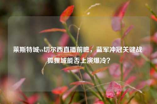 莱斯特城vs切尔西直播前瞻，蓝军冲冠关键战 狐狸城能否上演爆冷？