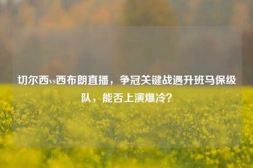 切尔西vs西布朗直播，争冠关键战遇升班马保级队，能否上演爆冷？