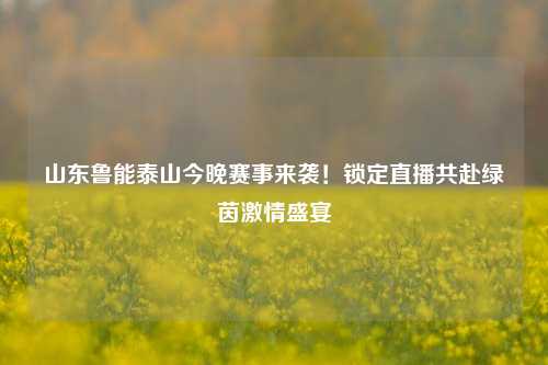 山东鲁能泰山今晚赛事来袭！锁定直播共赴绿茵     盛宴