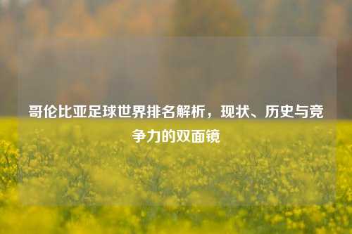 哥伦比亚足球世界排名解析，现状、历史与竞争力的双面镜