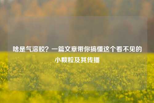 啥是气溶胶？一篇文章带你搞懂这个看不见的小颗粒及其传播