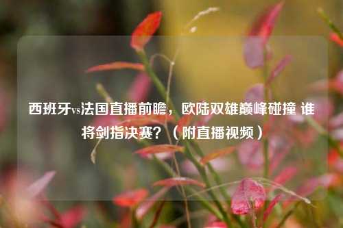 西班牙vs法国直播前瞻，欧陆双雄巅峰碰撞 谁将剑指决赛？（附直播视频）
