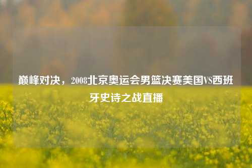 巅峰对决，2008北京奥运会男篮决赛美国VS西班牙史诗之战直播