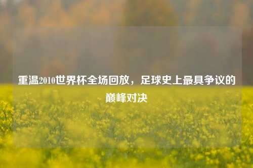 重温2010世界杯全场回放，足球史上更具争议的巅峰对决
