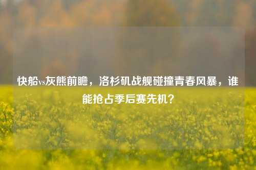 快船vs灰熊前瞻,洛杉矶战舰碰撞青春风暴,谁能抢占季后赛先机?