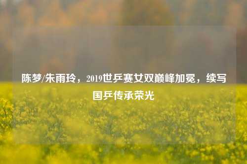 陈梦/朱雨玲,2019世乒赛女双巅峰加冕,续写国乒传承荣光