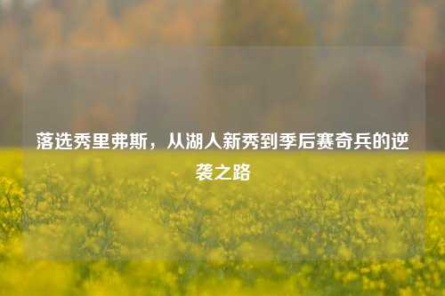 落选秀里弗斯,从湖人新秀到季后赛奇兵的逆袭之路