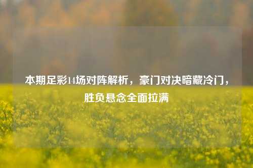 本期足彩14场对阵解析,豪门对决暗藏冷门,胜负悬念全面拉满