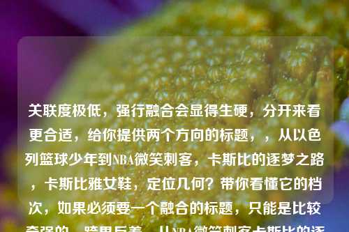 关联度极低,强行融合会显得生硬,分开来看更合适,给你提供两个方向的标题,,从以色列篮球少年到NBA微笑刺客,卡斯比的逐梦之路,卡斯比雅女鞋,定位几何?带你看懂它的档次,如果必须要一个融合的标题,只能是比较牵强的,跨界反差,从NBA微笑刺客卡斯比的逐梦路到卡斯比雅女鞋的档次定位
