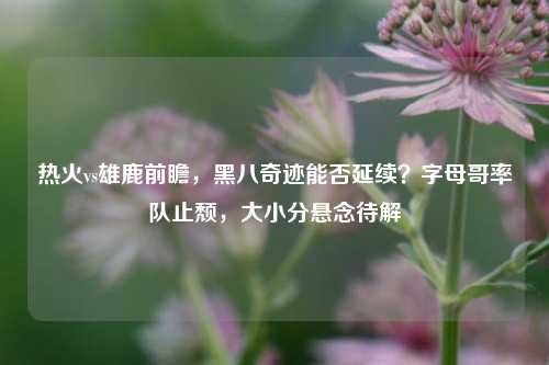热火vs雄鹿前瞻，黑八奇迹能否延续？字母哥率队止颓，大小分悬念待解