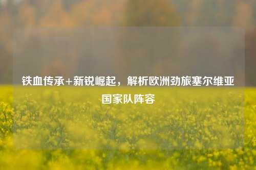 铁血传承+新锐崛起，解析欧洲劲旅塞尔维亚国家队阵容
