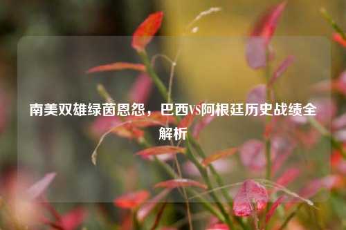 南美双雄绿茵恩怨，巴西VS阿根廷历史战绩全解析