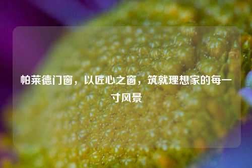 帕莱德门窗，以匠心之窗，筑就理想家的每一寸风景