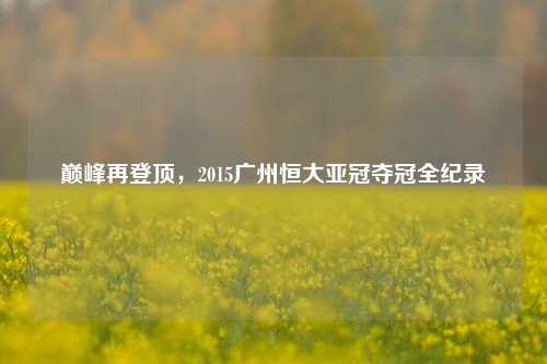 巅峰再登顶，2015广州恒大亚冠夺冠全纪录