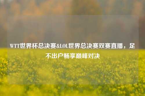 WTT世界杯总决赛&LOL世界总决赛双赛直播，足不出户畅享巅峰对决