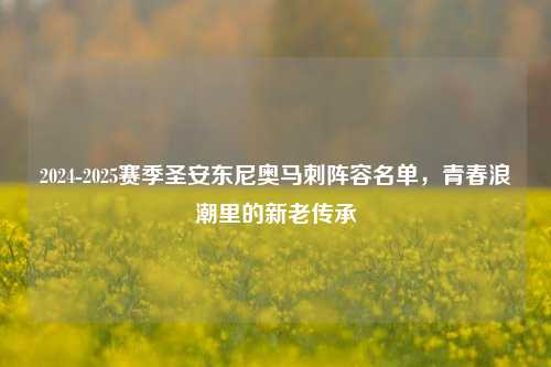 2024-2025赛季圣安东尼奥马刺阵容名单，青春浪潮里的新老传承