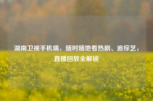 湖南卫视手机端，随时随地看热剧、追综艺，直播回放全解锁