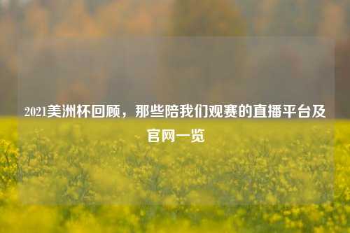 2021美洲杯回顾，那些陪我们观赛的直播平台及官网一览